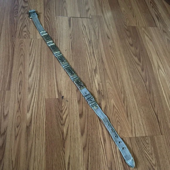 Silver Toned Metal Mesh Women’s Ornate Engraved Waist Belt Antique 38” Y2k Retro